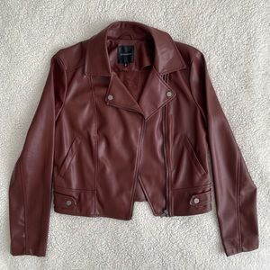 Burgundy Faux Leather Jacket